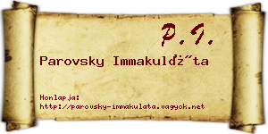 Parovsky Immakuláta névjegykártya